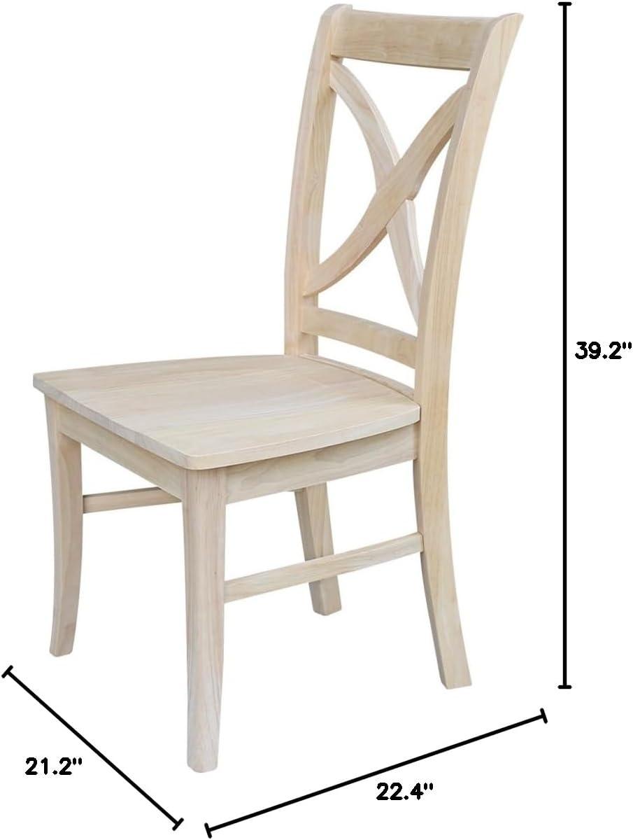 Set of 2 Vineyard Curved X Back Chair Unfinished - International Concepts: Solid Wood, High Back