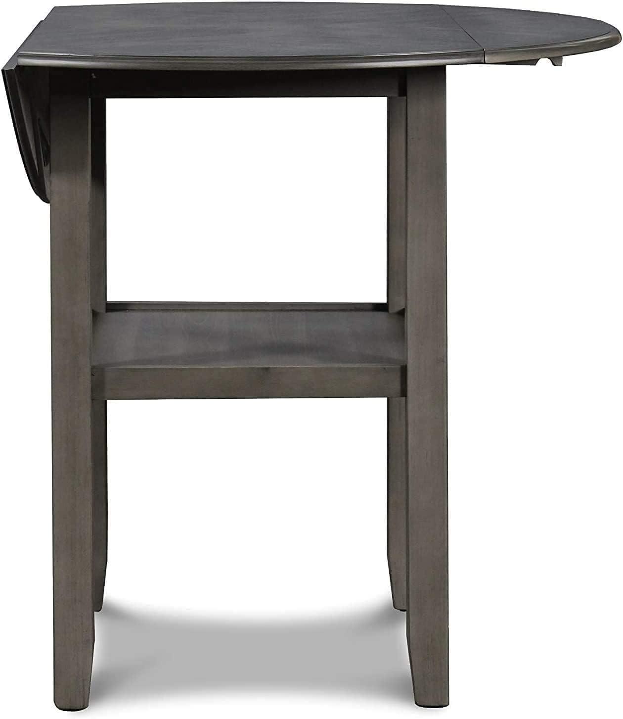 New Classic Furniture Furniture Gia Solid Wood Counter Drop Leaf Table 2 Chairs in Gray