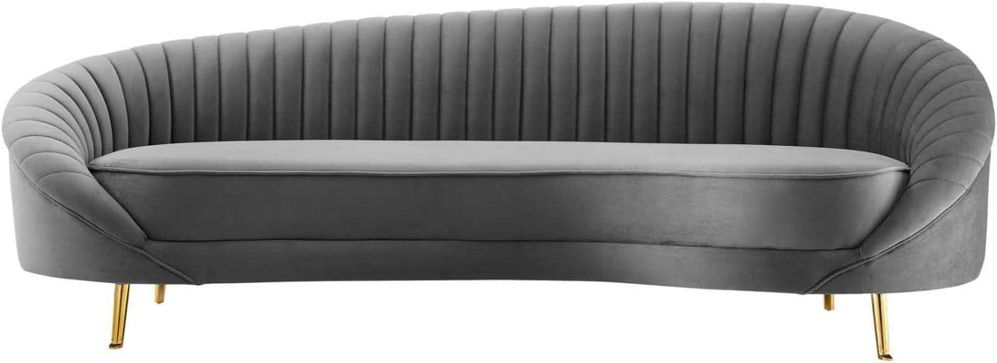 Ergode Camber Channel Tufted Performance Velvet Sofa - Gray