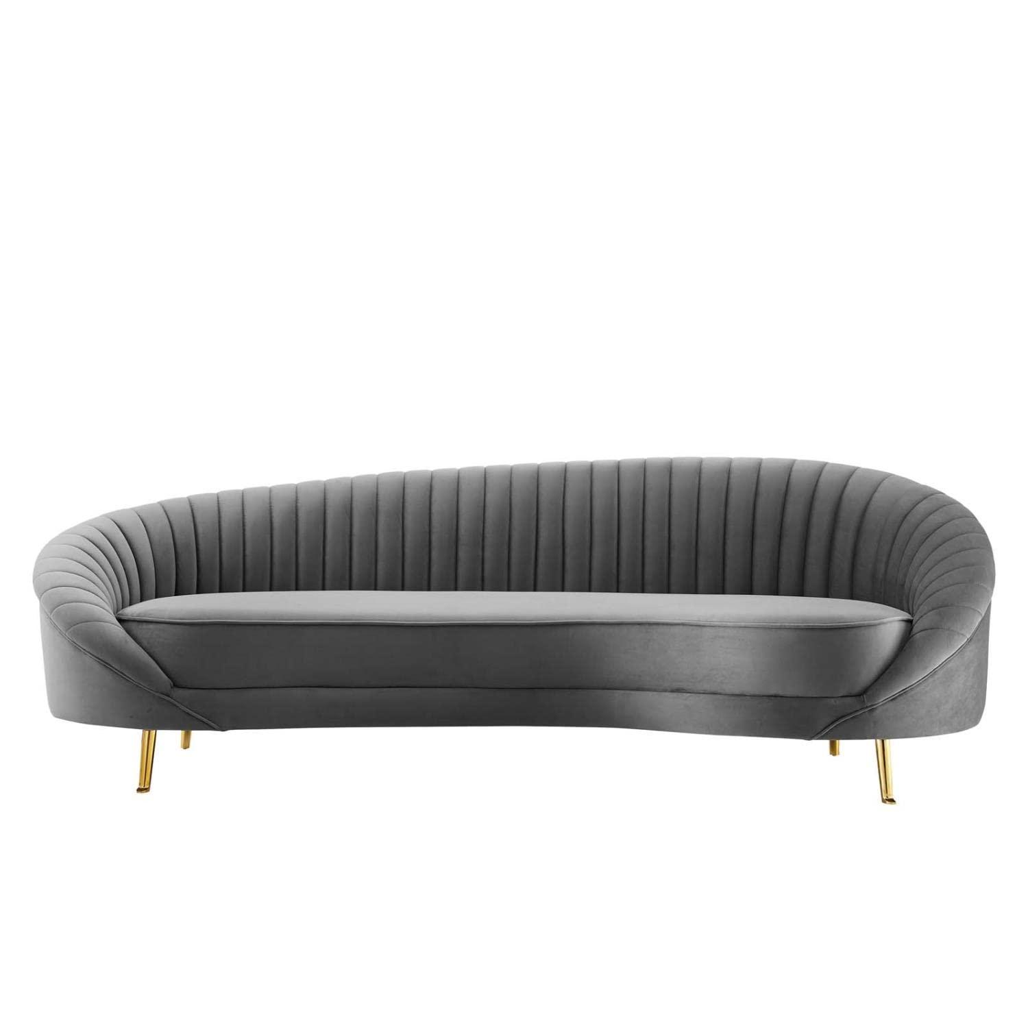 Ergode Camber Channel Tufted Performance Velvet Sofa - Gray