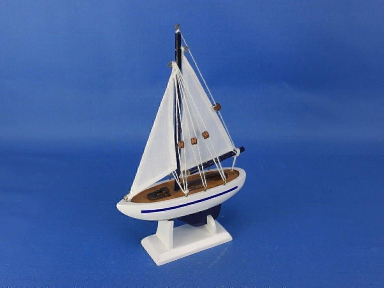 Hampton Nautical Wooden Enterprise Model Sailboat Christmas Ornament 9" - Tree Ornament - Wood M