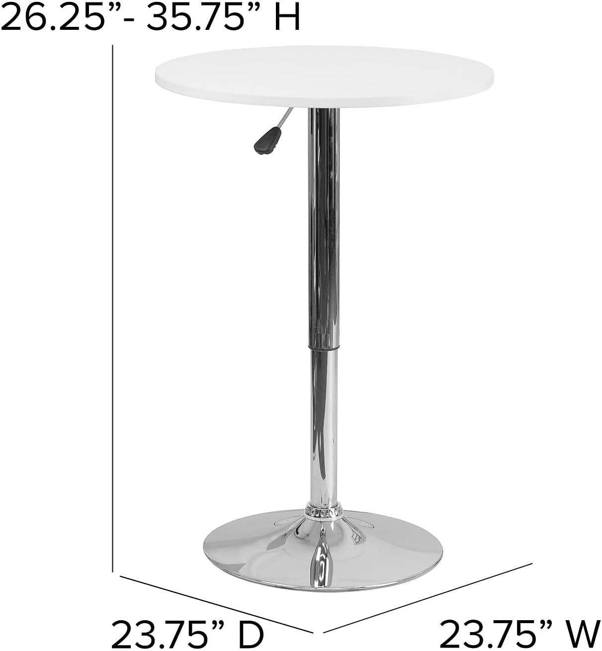 White Round Adjustable Height Wood and Chrome Table