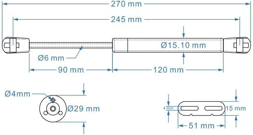 2 Pcs 22.5lb/100N Black Gas Strut Lift Support Cabinet Hydraulic Hinge Kitchen Cupboard Springs Cabinet Door Gas Spring