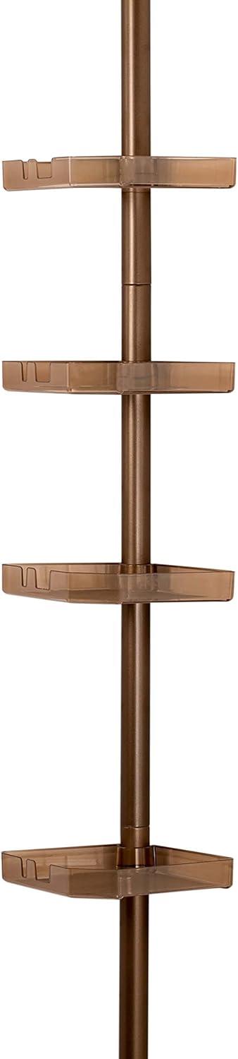 4 Tier Tension Corner Shower Caddy Bronze - Bath Bliss: Adjustable Bathroom Storage Organizer Rack