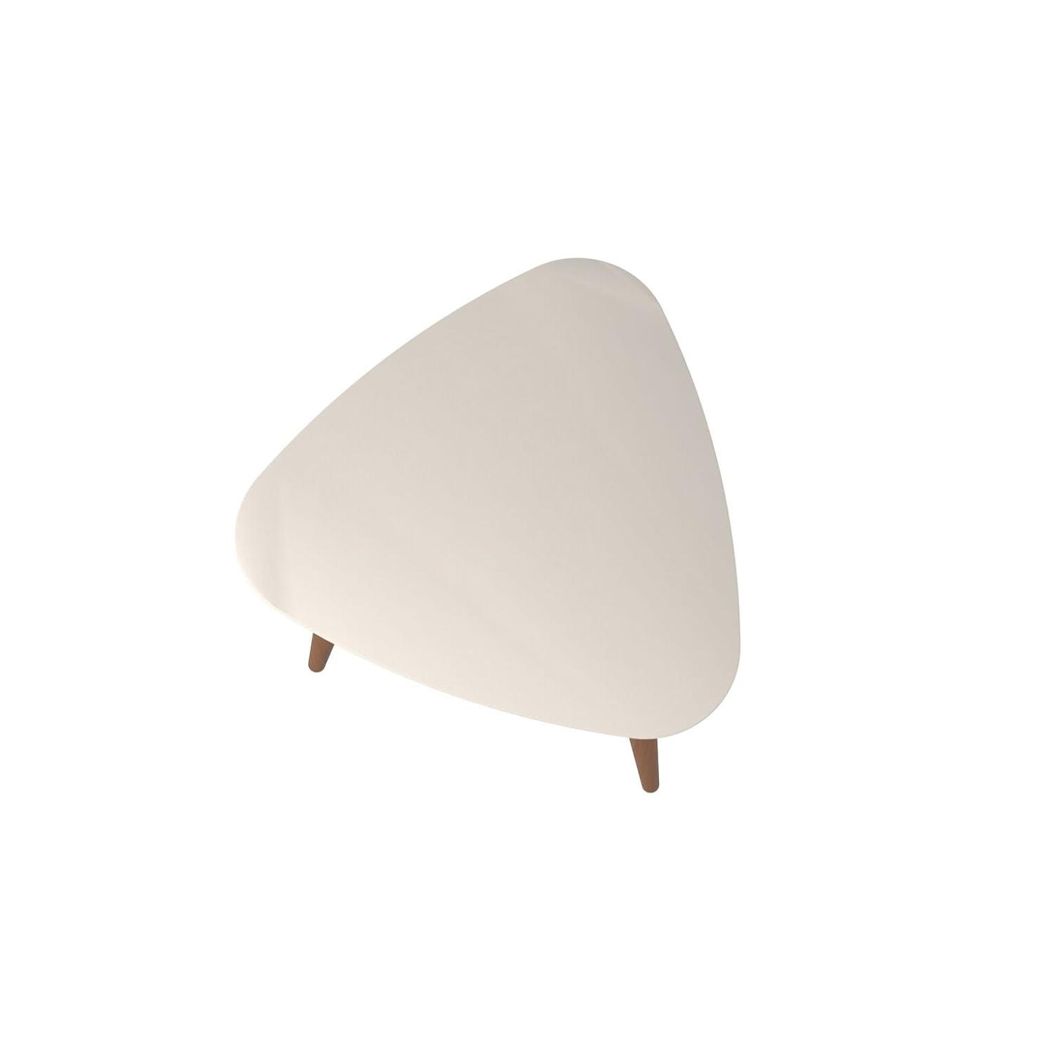 Utopia 19.68" High Triangle End Table With Splayed Wooden Legs in Off White