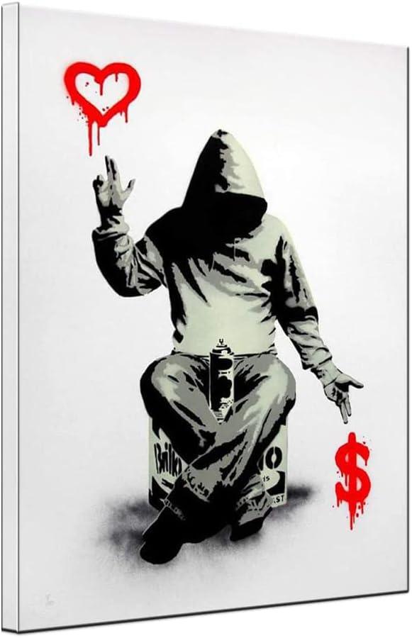 COMIO Banksy Poker Cards Hearts Ace Artwork for Living Room Wall Art Framed Poster and Print Abstract Canvas Painting for Bedroom Office Wall Decor (12x16inch)