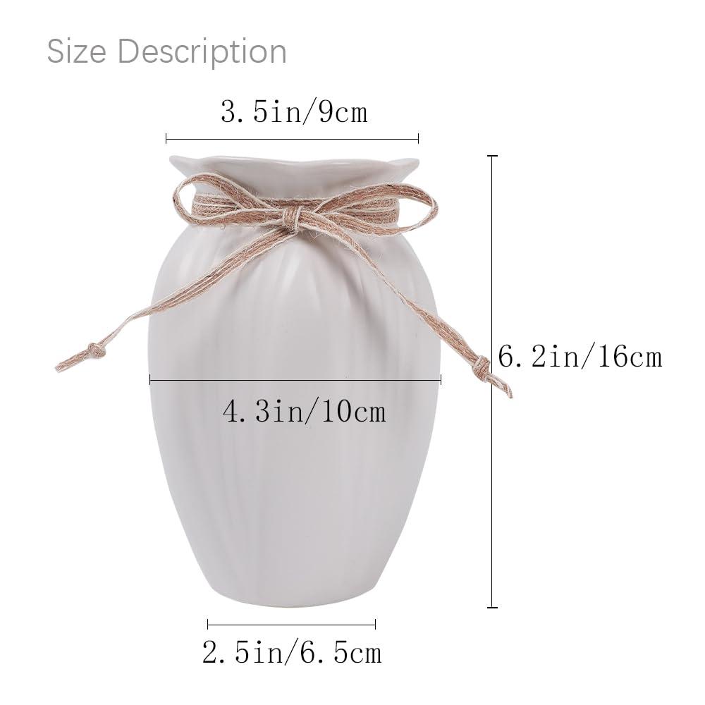 JARELING Peonies Artificial Flowers in Vase, Fake Hydrangea Silk Peony Flower Bouquet with Vase Faux Flowers Arrangement Decor Home Table Dining Room (White)