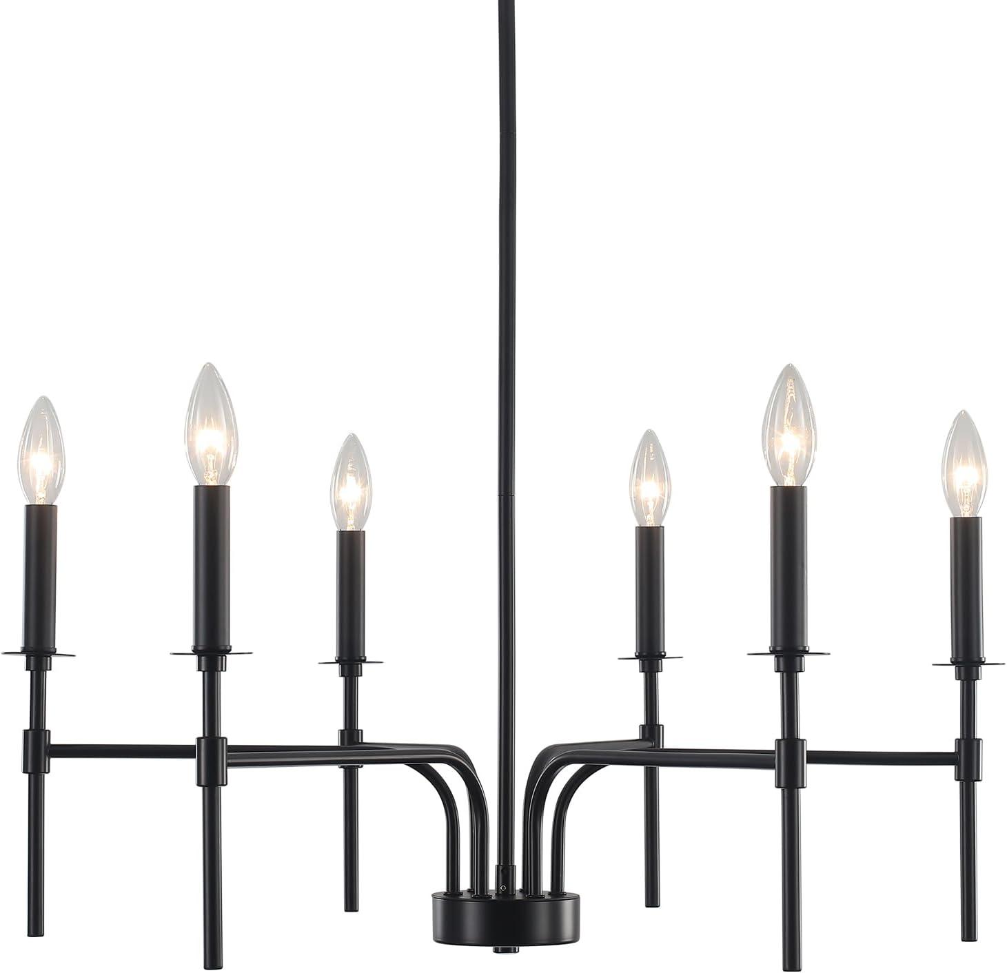 Black Metal 6-Light Candle Style Chandelier