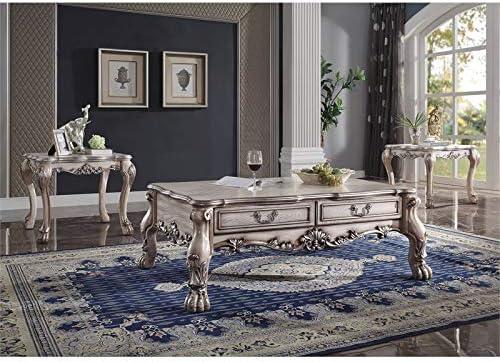 57" Dresden Coffee Table Vintage Bone White - Acme Furniture