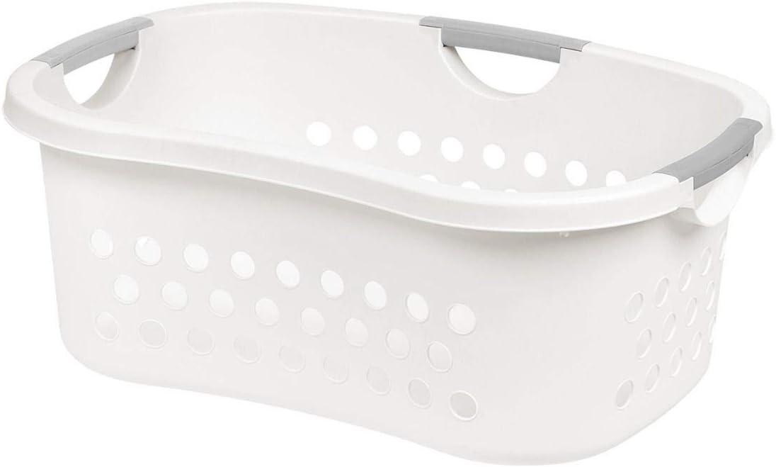 IRIS USA Laundry Basket 50L Large Plastic Hip Hold Hamper with Built-In Comfort Carry Handles, 3-Pack, 1.5 Bushel Hamper, Closet Laundry Room, White