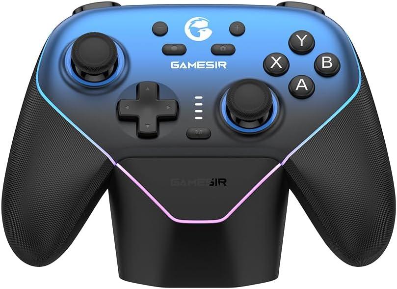 GameSir Super Nova Wireless Gaming Controller for PC/Switch/iOS/Android, Hall Effect Stick & Trigger, Rubberized Grips, RGB Lighting, Swappable ABXY, Detachable Faceplate, 1000mAh with Charging Dock