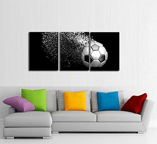 Black and White Soccer Ball Canvas Print Set for Kids' Room