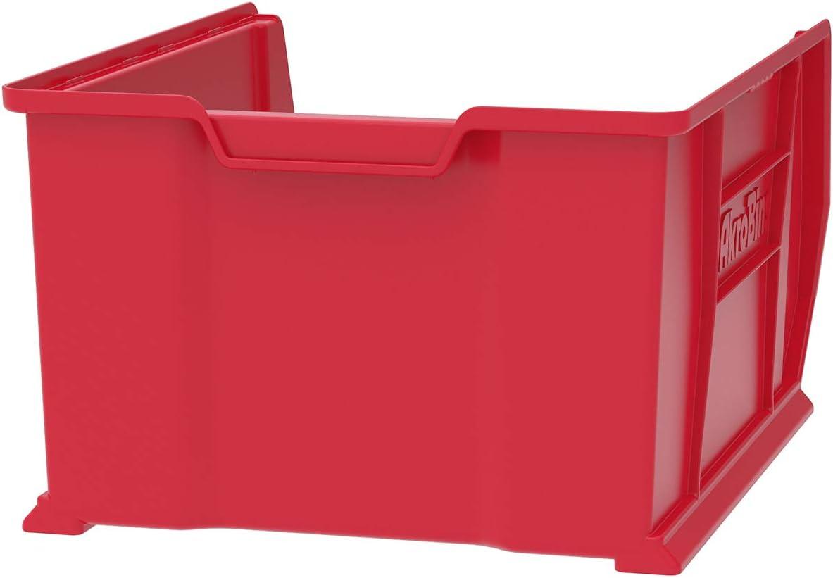 Red Plastic Stackable Storage Bin, 24-Inch