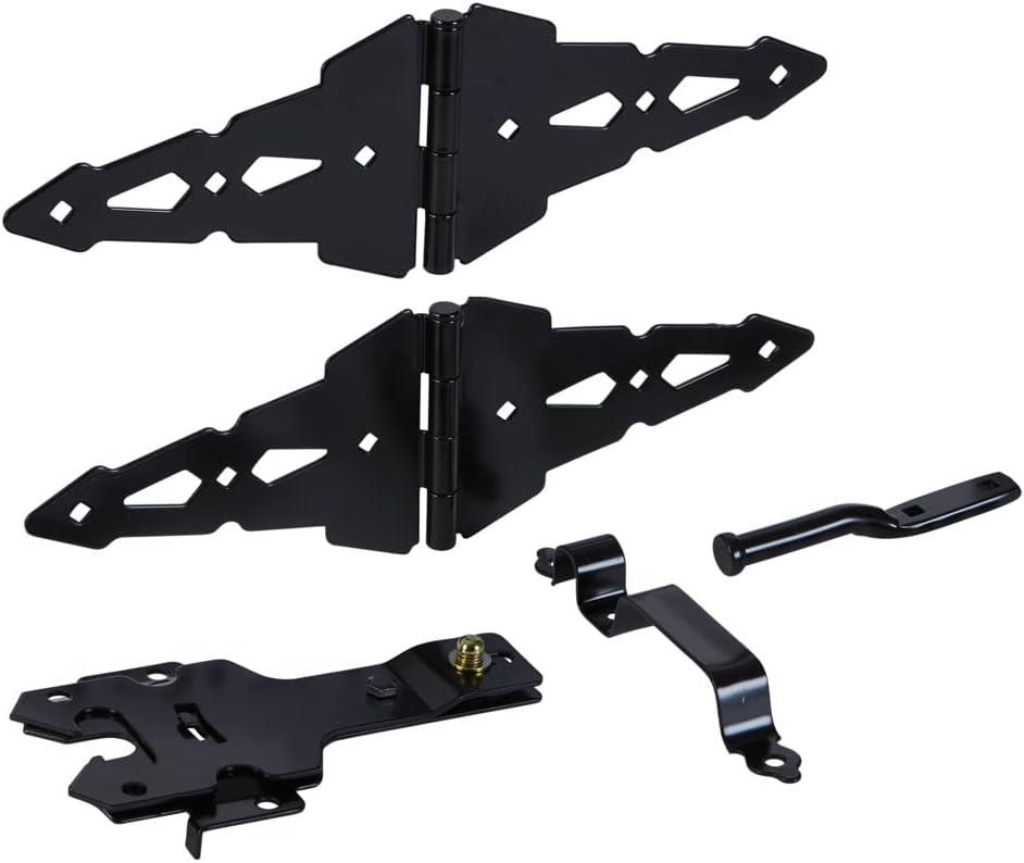 Black Heavy Duty Gate Kit with Strap Hinges and Latch