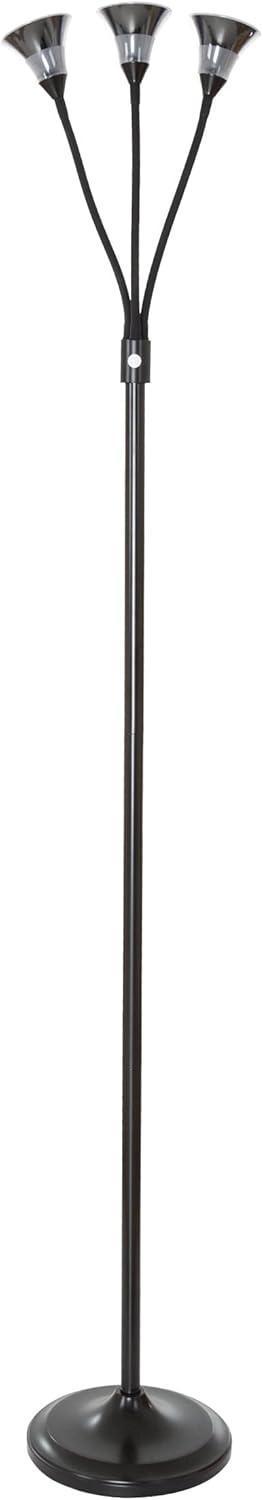 Lavish Home Energy-Efficient 3-Head Floor Lamp with Adjustable Arms (Black)