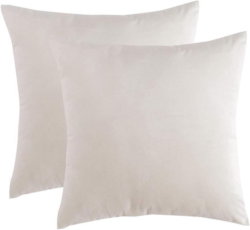 Cream Velvet 18" Square Decorative Throw Pillow Covers, Set of 2