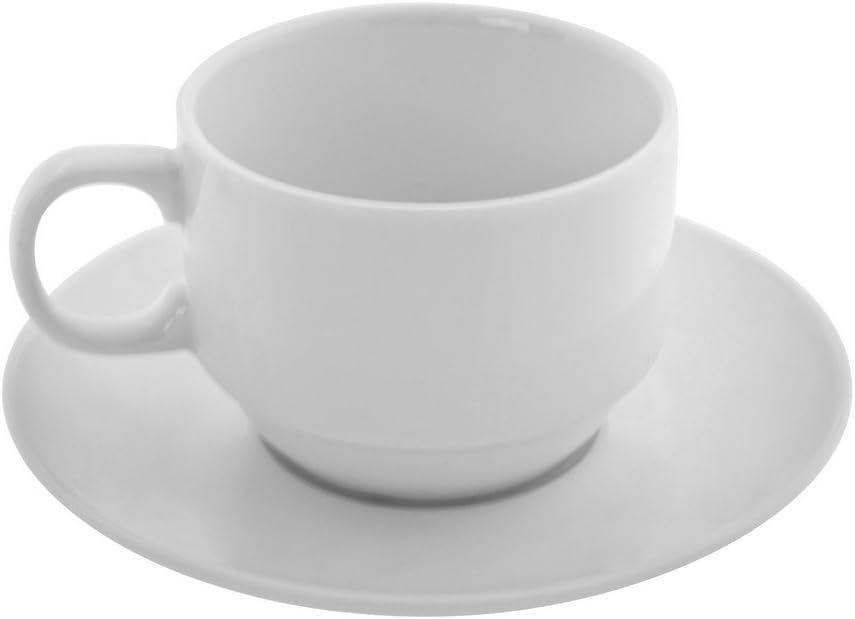 White Porcelain Round 6 oz Tea Cup and Saucer Set