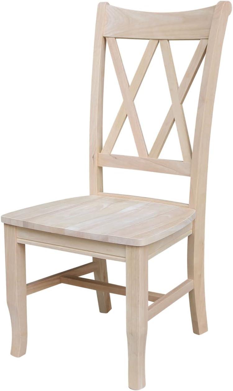 Elegant White Solid Wood High Cross-Back Side Chair, Set of 2