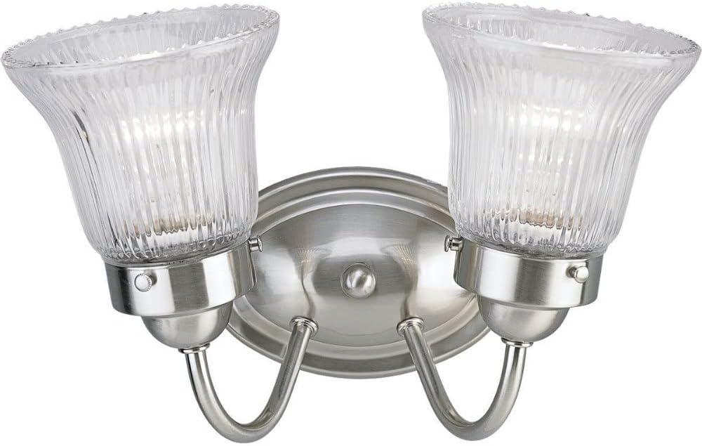 Progress Lighting, Bratenahl, 2-Light, Bath & Vanity, Polished Chrome, Fluted Glass