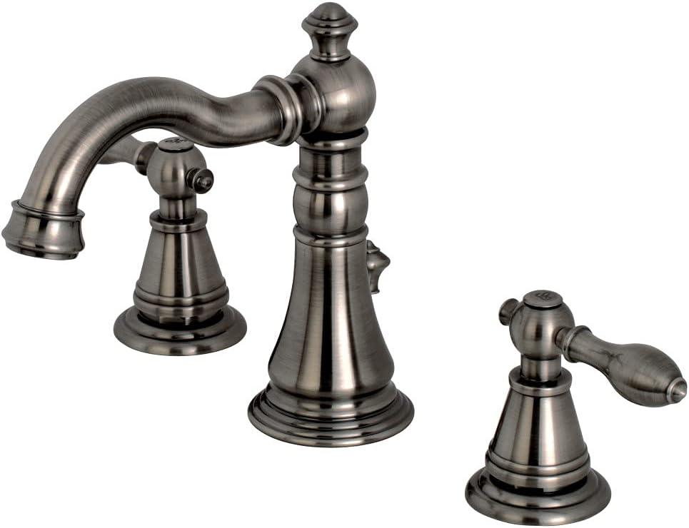 Kingston Brass English Classic Two-Handle 3-Hole Deck Mount Widespread Bathroom Faucet with Brass Pop-Up Drain