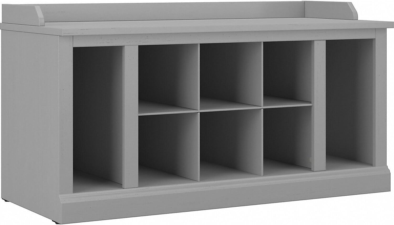 Woodland 40W Shoe Storage Bench with Shelves in Cape Cod Gray - Engineered Wood