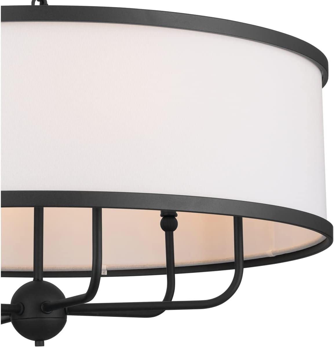 Elegant Textured Black 6-Light Chandelier with Fabric Shade