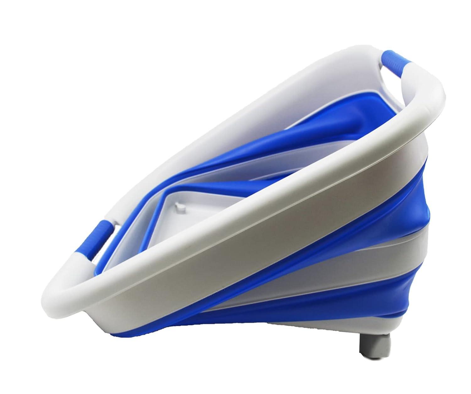 SAMMART 39L (10.3 Gallons)  Collapsible Plastic Laundry Basket with Wheels, Grey/Purplish Blue