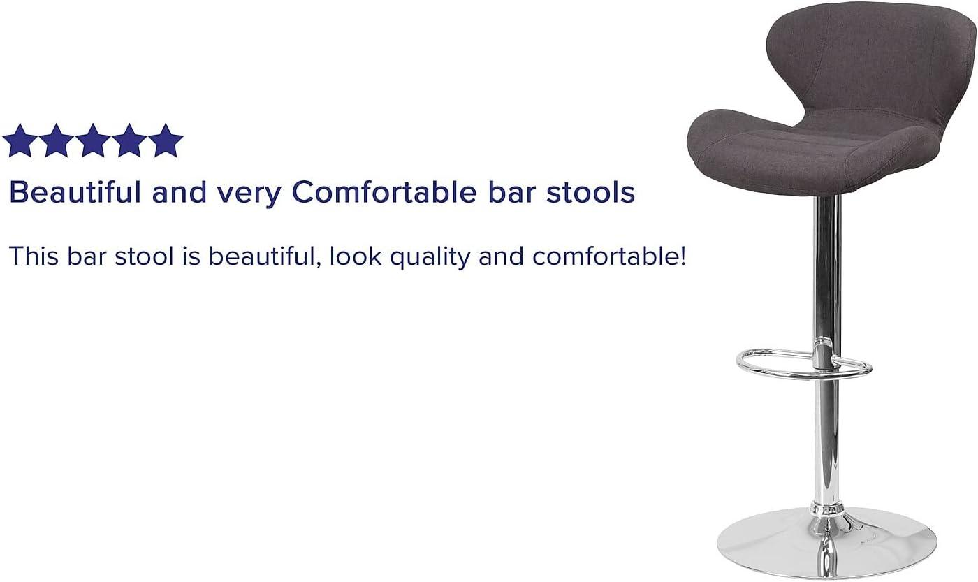Flash Furniture Francis Contemporary Blue Fabric Adjustable Height Barstool with Curved Back and Chrome Base