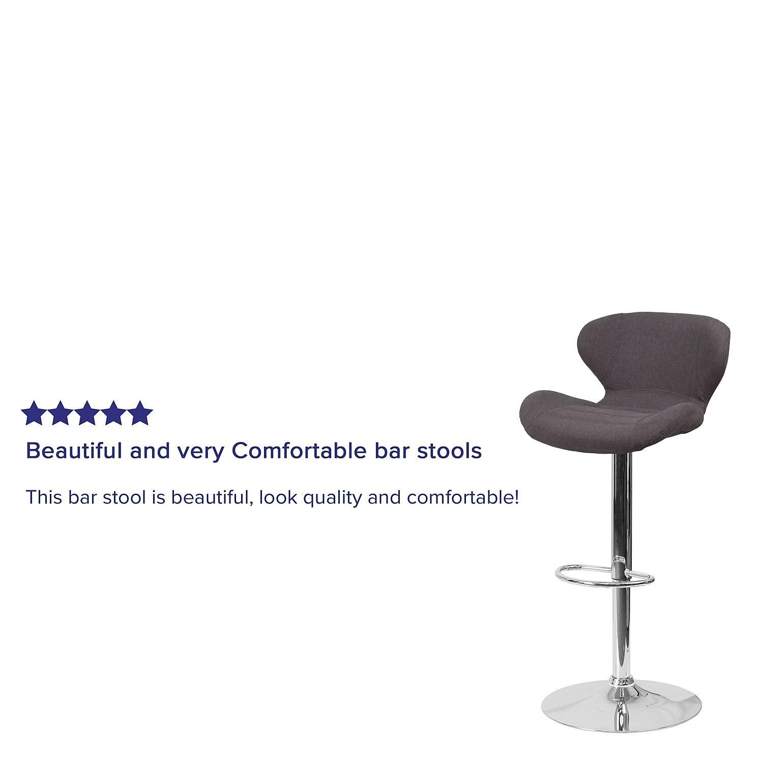 Flash Furniture Contemporary Orange Vinyl Adjustable Height Barstool with Curved Back and Chrome Base