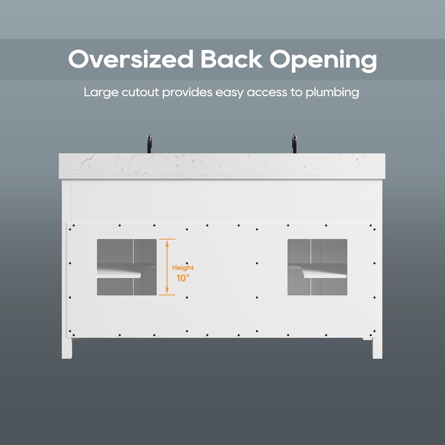 Richfield 60-inch White Painted Freestanding Double Sink Bathroom Vanity