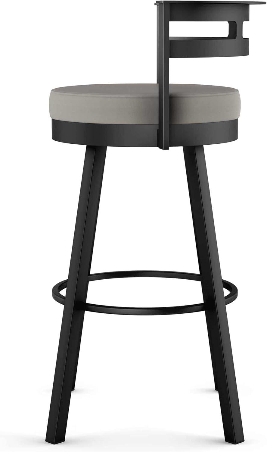 Amisco Render Upholstered Counter Height Barstool Taupe/Black: Faux Leather, Steel Frame, 26" Seat