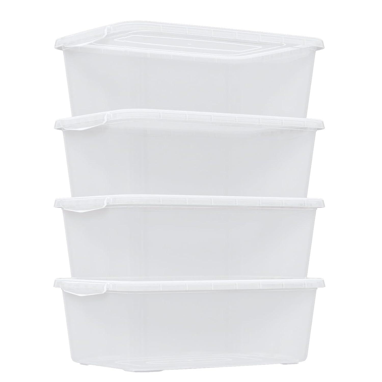4-Pack 14 L Clear Dough Proofing Box, Food Pizza Storage Container