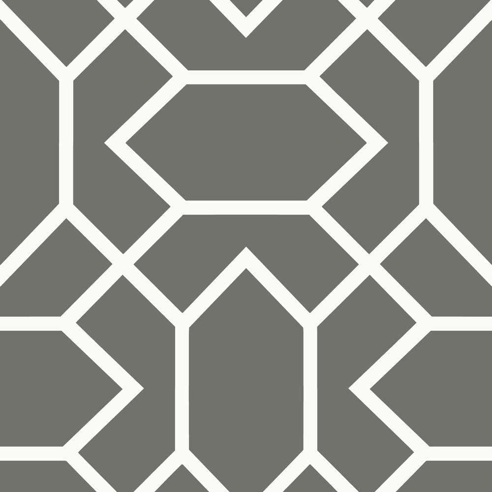 RoomMates Modern Geometric Peel and Stick Wallpaper Dark Gray: Vinyl, Self-Adhesive, Removable, 28.2 Sq Ft Coverage