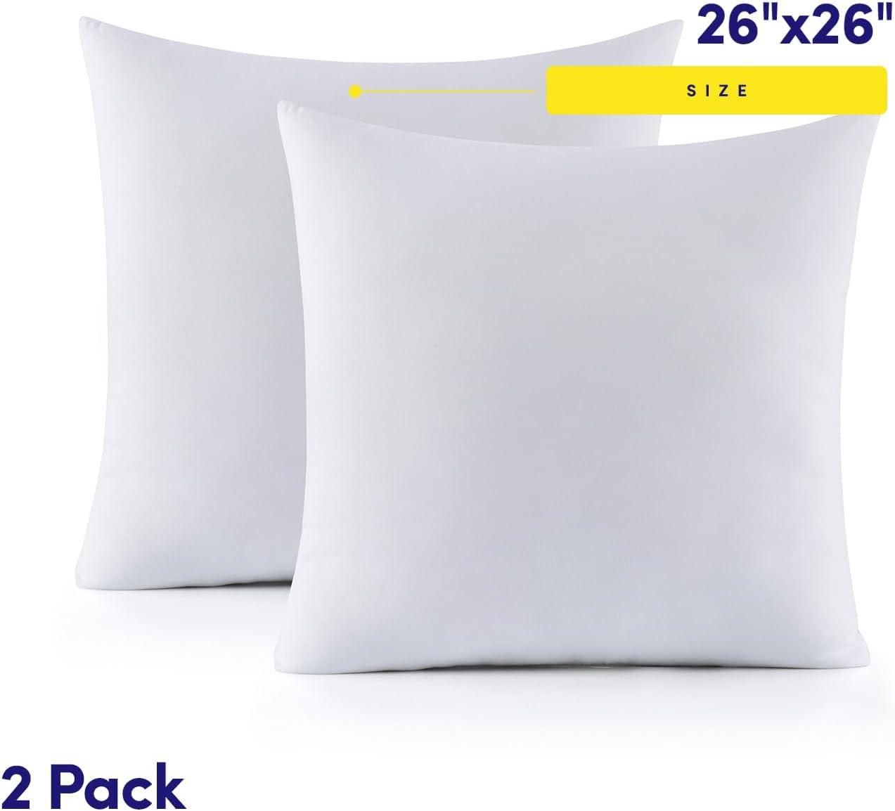 White 26" x 26" Polyester Pillow Inserts, Set of 2