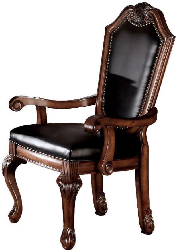 Chateau De Ville Luxe Black Faux Leather & Cherry Accent Chair