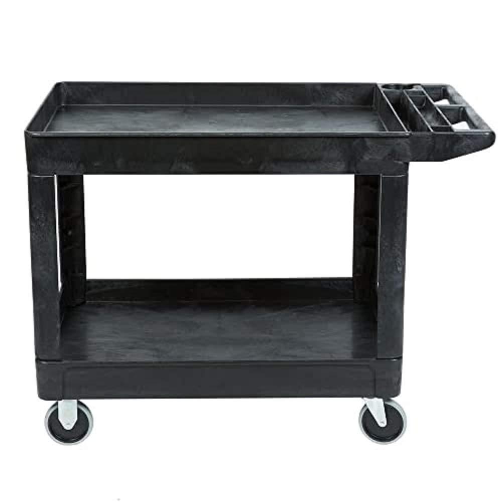 Rubbermaid Heavy Duty 2-Shelf Utility Cart With Lipped Shelf Medium