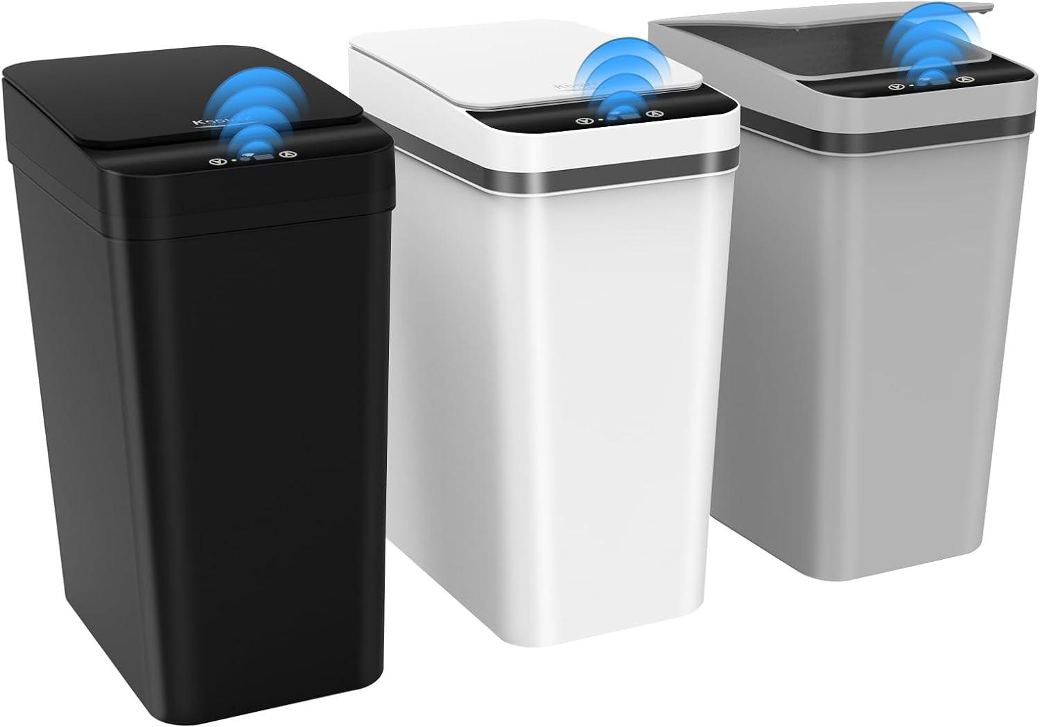 G & R PLUMBING ENTERPRISES, INC. 3 Pack Automatic Small Bathroom Trash Can with Lid - 2.5 Gallon Touchless Garbage Can