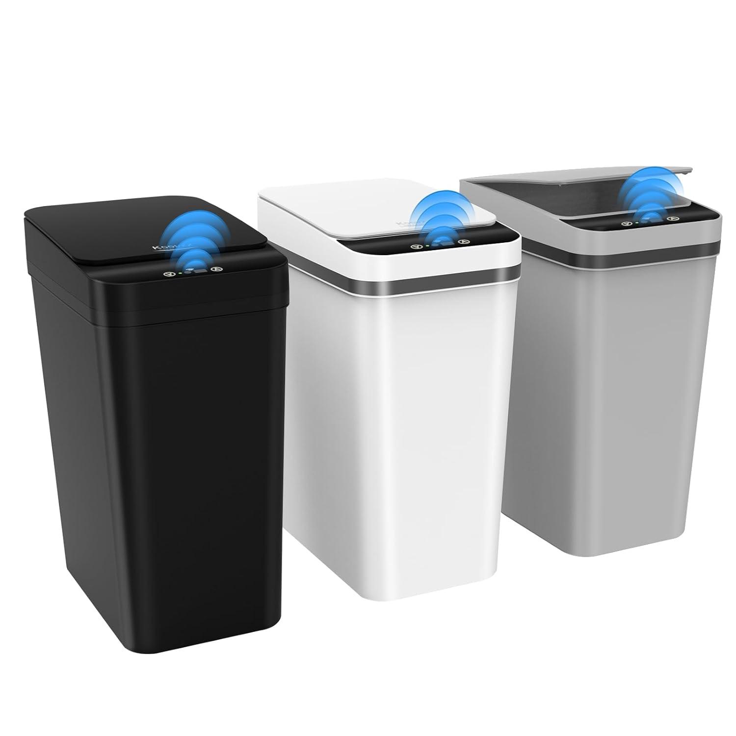 G & R PLUMBING ENTERPRISES, INC. 3 Pack Automatic Small Bathroom Trash Can with Lid - 2.5 Gallon Touchless Garbage Can