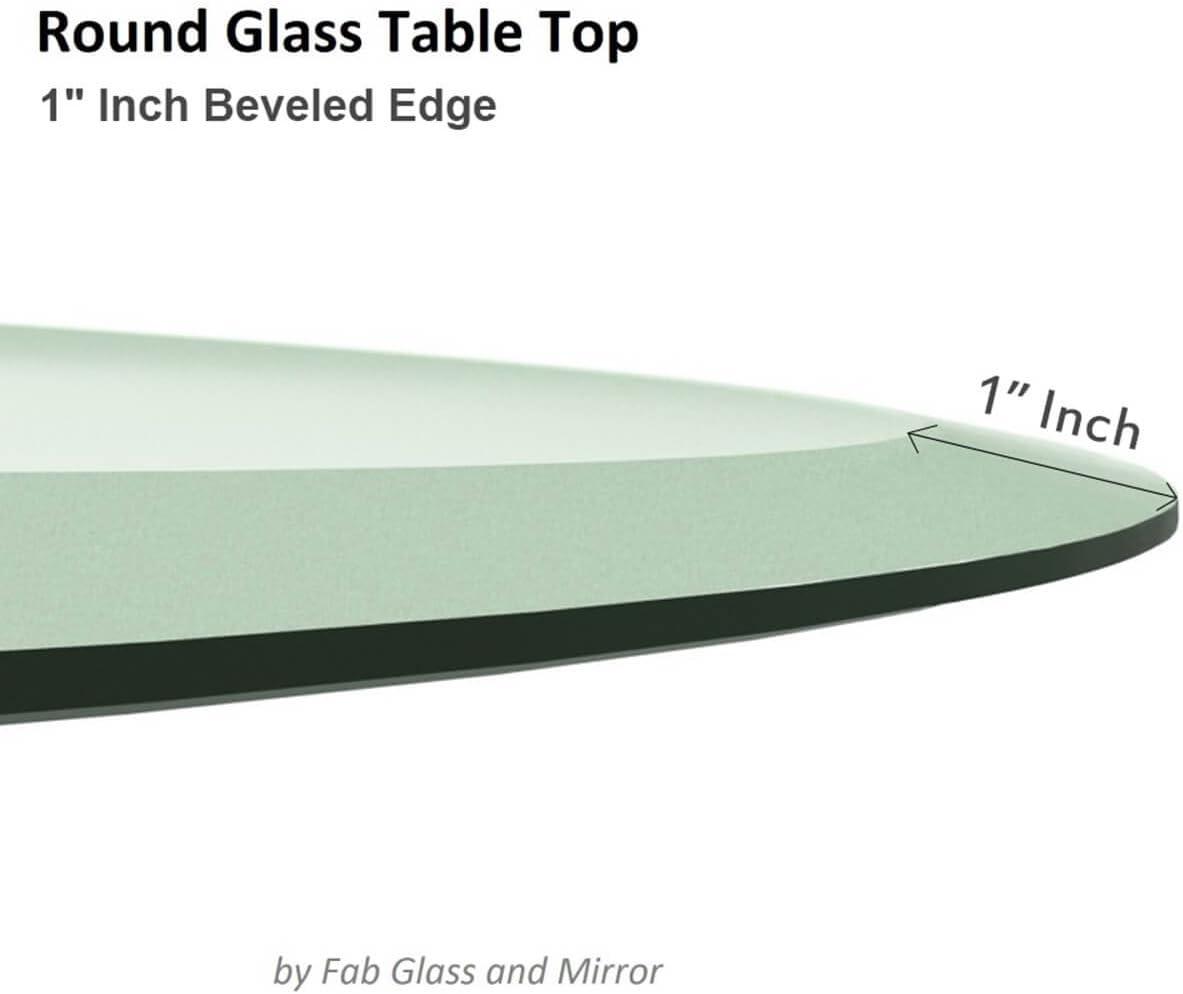 39" Round Clear Tempered Glass Table Top with Beveled Edge