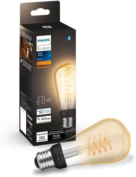 Philips Hue 571125 Dimmable Warm White Vintage Smart ST19 Edison Bulb