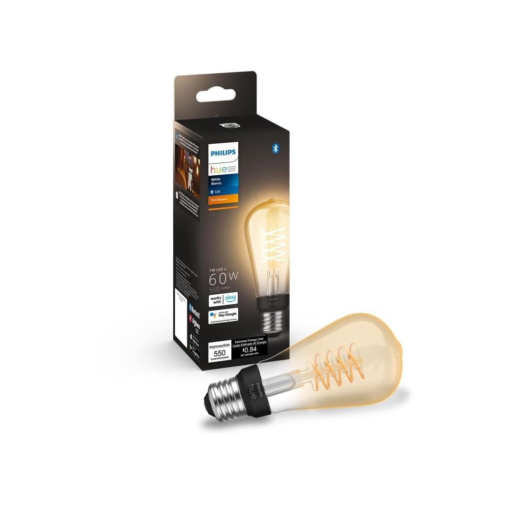 Philips Hue 571125 Dimmable Warm White Vintage Smart ST19 Edison Bulb