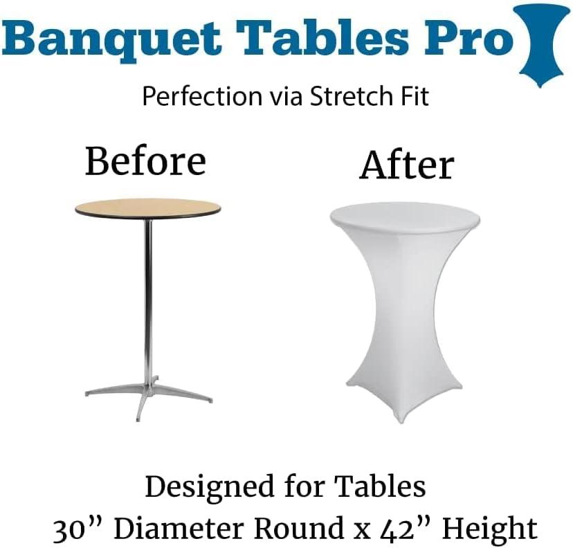 30 x 42 White Stretch Spandex Highboy Cocktail Cover -by Banquet Tables Pro