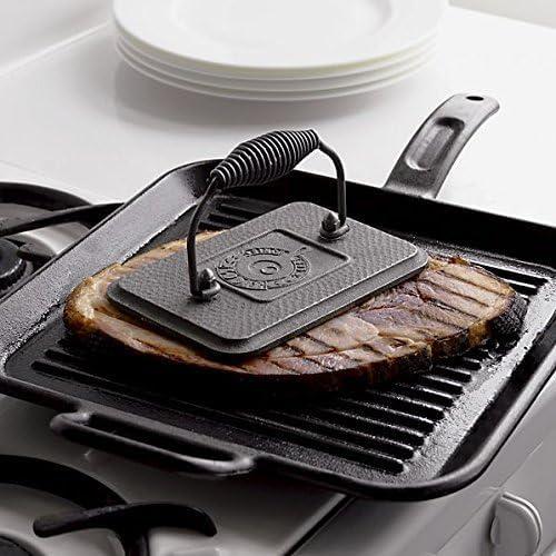 Lodge Cast Iron 6.75 In. x 4.5 In. Grill Press, Black