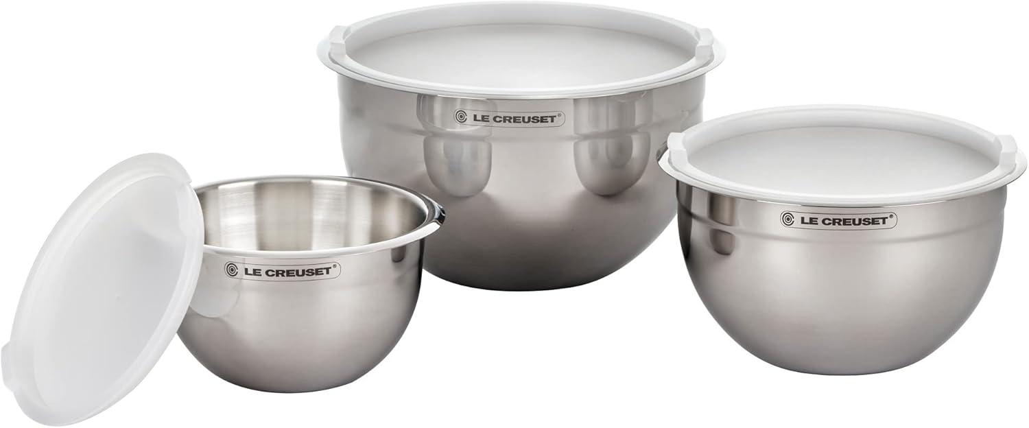 Le Creuset 3-Piece Stainless Steel Mixing Bowl Set with Lids