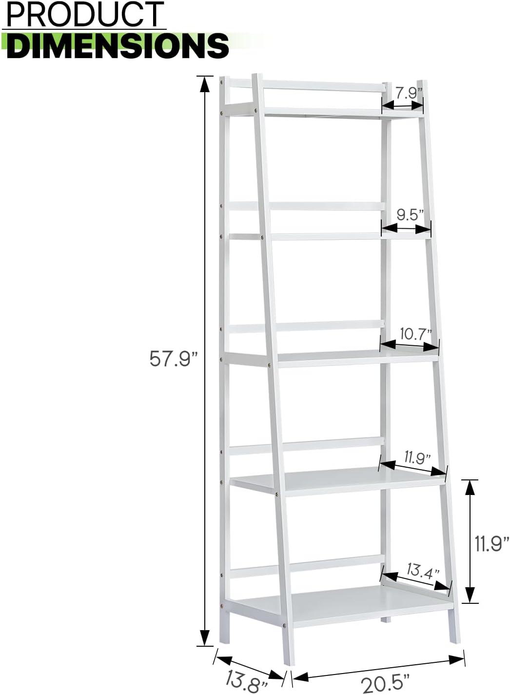 Magshion Bamboo 5 Tiers Trapezoid Plant Stand, Flower Organizer Rack, Display Shelf, White, for Garden