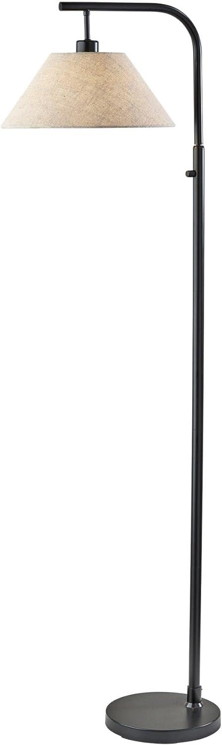 Adesso Hayes Floor Lamp Black: ETL Listed, Metal Body, Linen Drum Shade, 58" Height