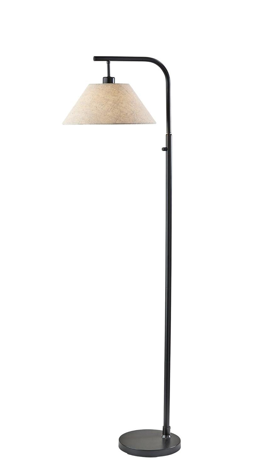 Adesso Hayes Floor Lamp Black: ETL Listed, Metal Body, Linen Drum Shade, 58" Height