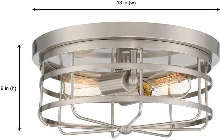 Tanner Transitional Industrial 2-Light Flush Mount in Satin Platinum