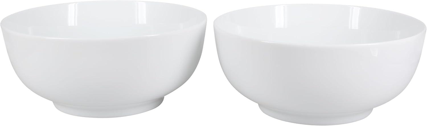 Classic White Porcelain 1.75-Quart Round Serving Bowls, Set of 2