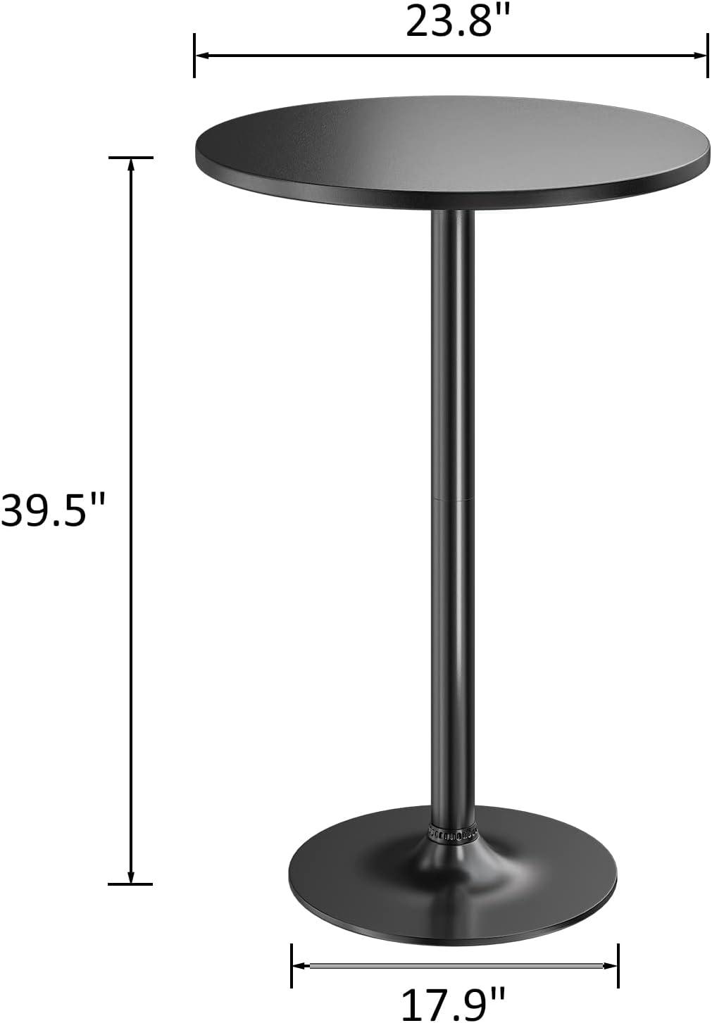 Homall Bistro Pub Table Round Bar Height Cocktail Table Metal Base MDF Top Obsidian Table with Black Leg 23.8-Inch Top, 39.5-Inch Height, Black